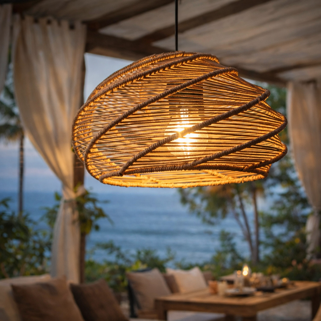 Modern Handwoven Rattan Pendant Light for Resort & Outdoor Dining Spaces
