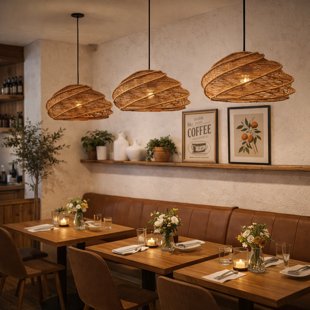 Modern Handwoven Rattan Pendant Light for Resort & Outdoor Dining Spaces