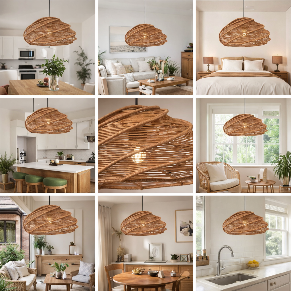 Modern Handwoven Rattan Pendant Light for Resort & Outdoor Dining Spaces