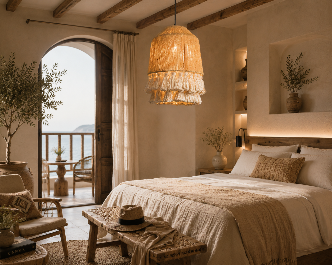 Bohemian Hemp Rope Pendant Light with Tassel Shade for Cafe Hotel