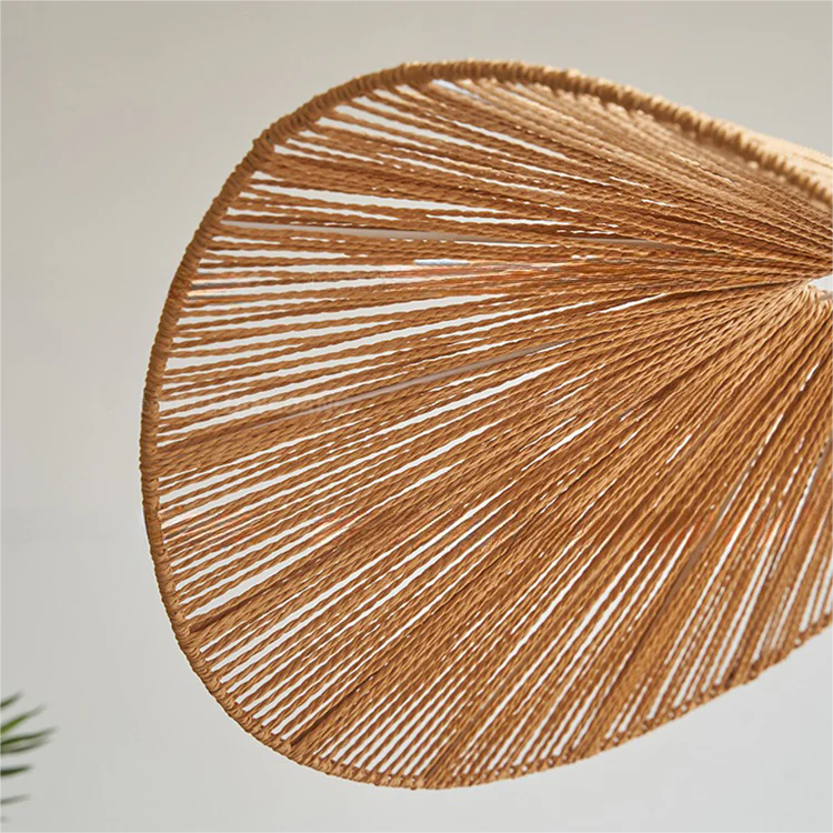 Creative Wave Shape Hemp Rope Pendant Light Handmade Natural Fiber Hanging Lamp for Dining Room