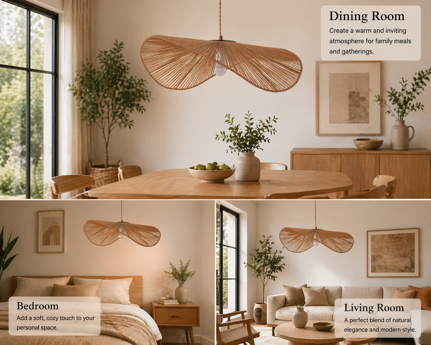 Creative Wave Shape Hemp Rope Pendant Light Handmade Natural Fiber Hanging Lamp for Dining Room