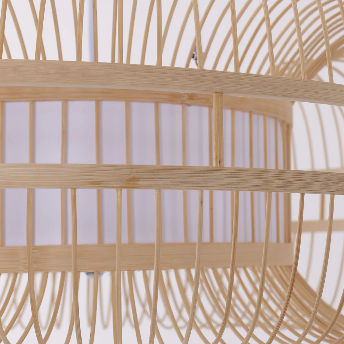 Luxury Large LED Bamboo Ring Pendant Light Drum-Shaped for Hotel Lobby & Commercial Interiors