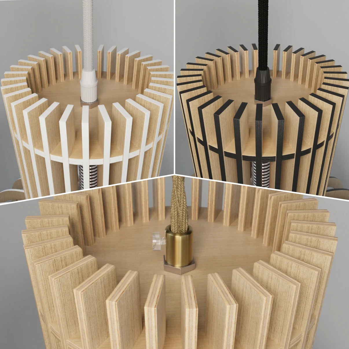 Modern Wooden Slat Pendant Light Nordic Hollow Hanging Lamp