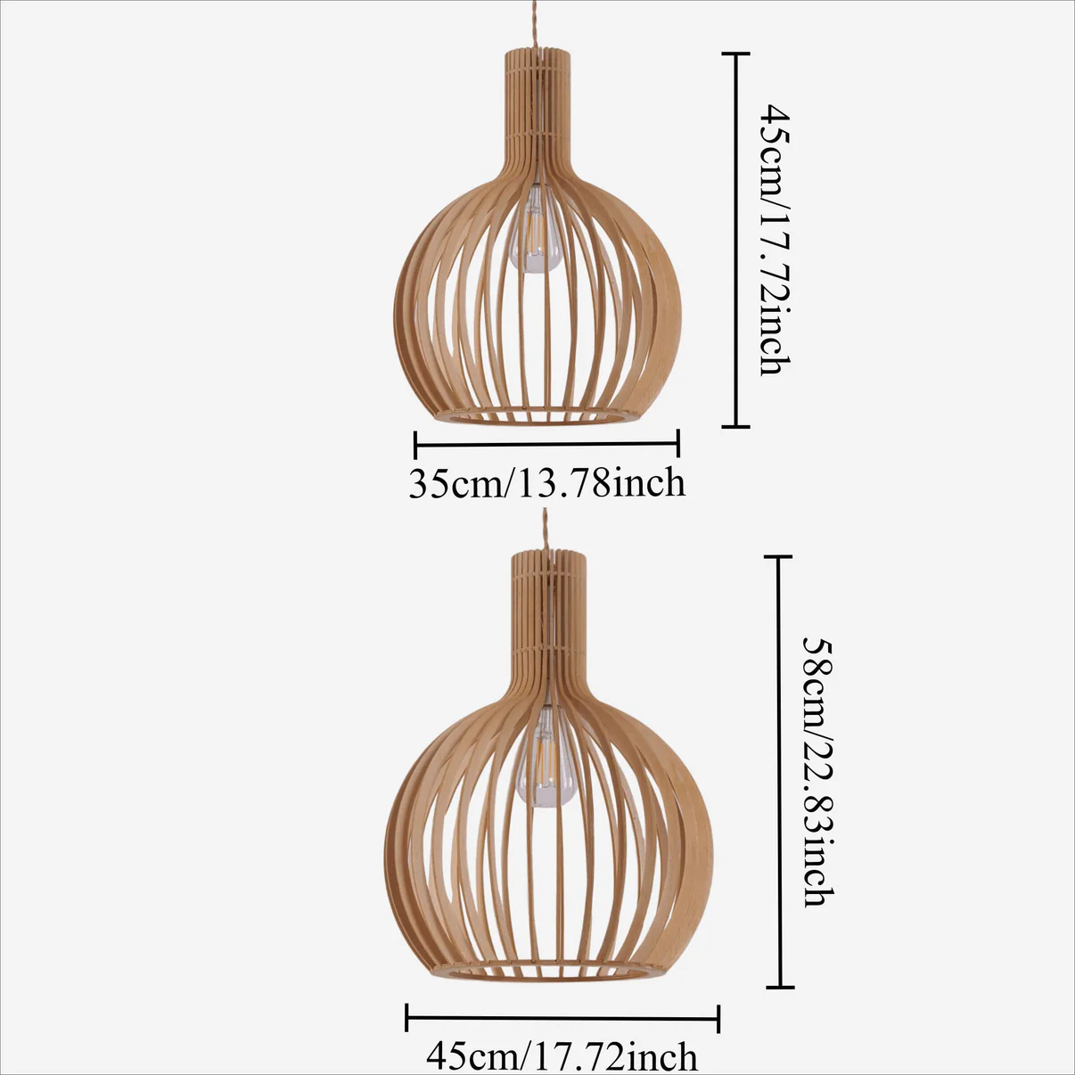 Modern Wooden Slat Pendant Light Nordic Hollow Hanging Lamp