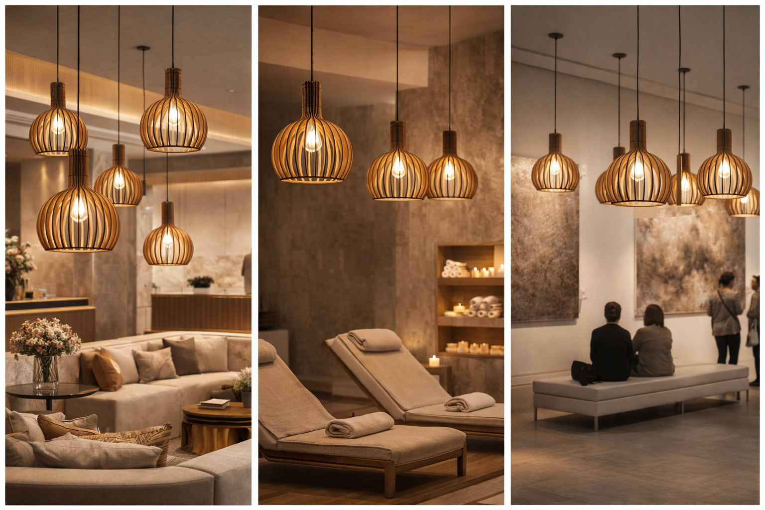 Modern Wooden Slat Pendant Light Nordic Hollow Hanging Lamp
