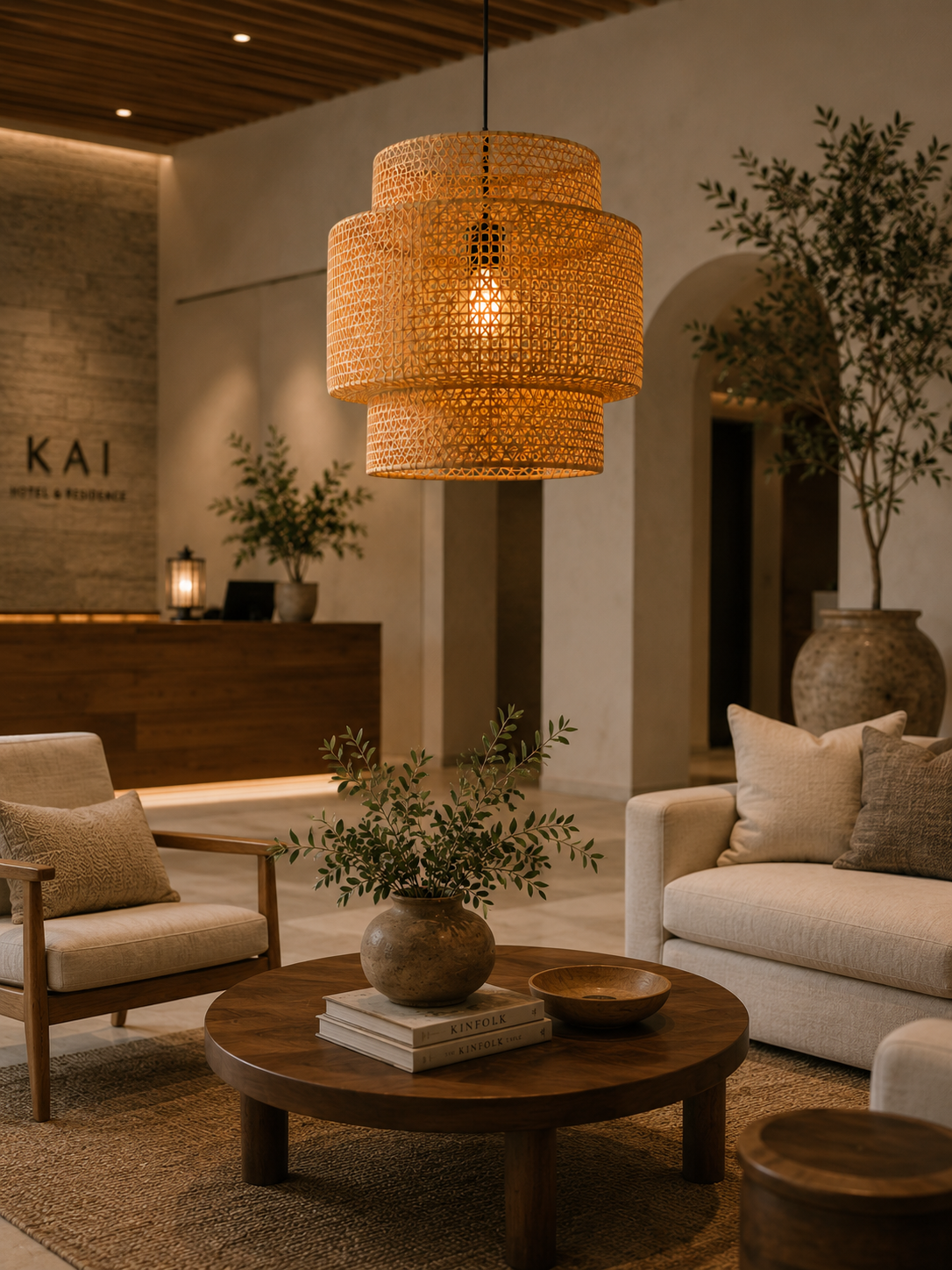 Modern Tiered Handwoven Rattan Pendant Light Boho Bamboo Hanging Lamp