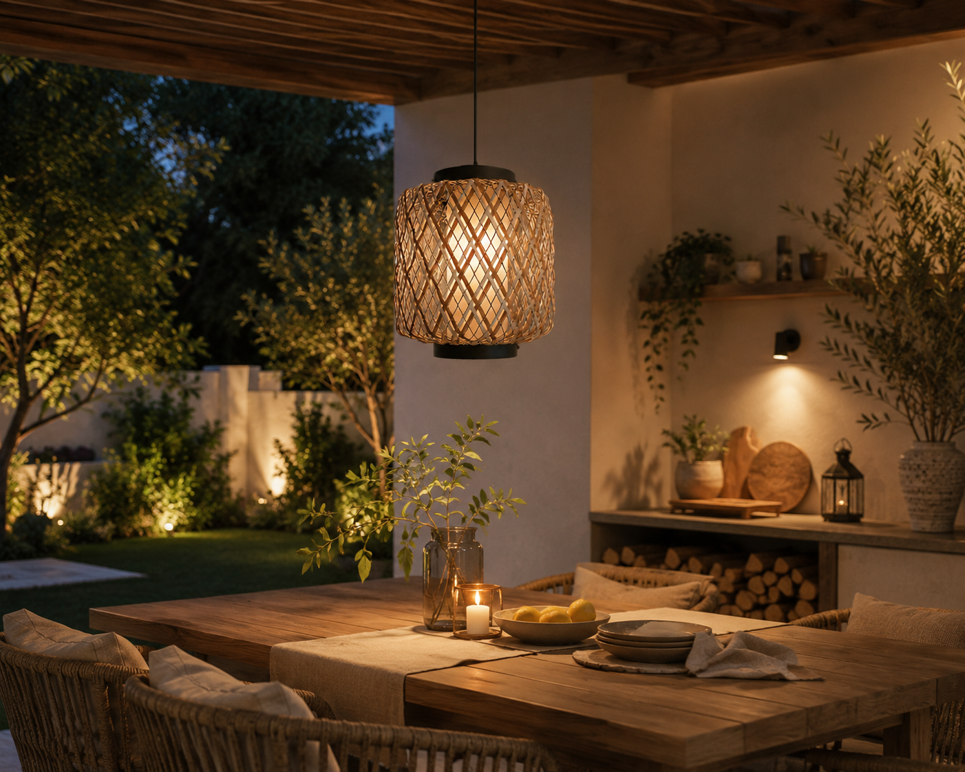 Handwoven Bamboo Rattan Pendant Lamp Modern Rustic Hanging Ceiling Light for Hospitality Projects