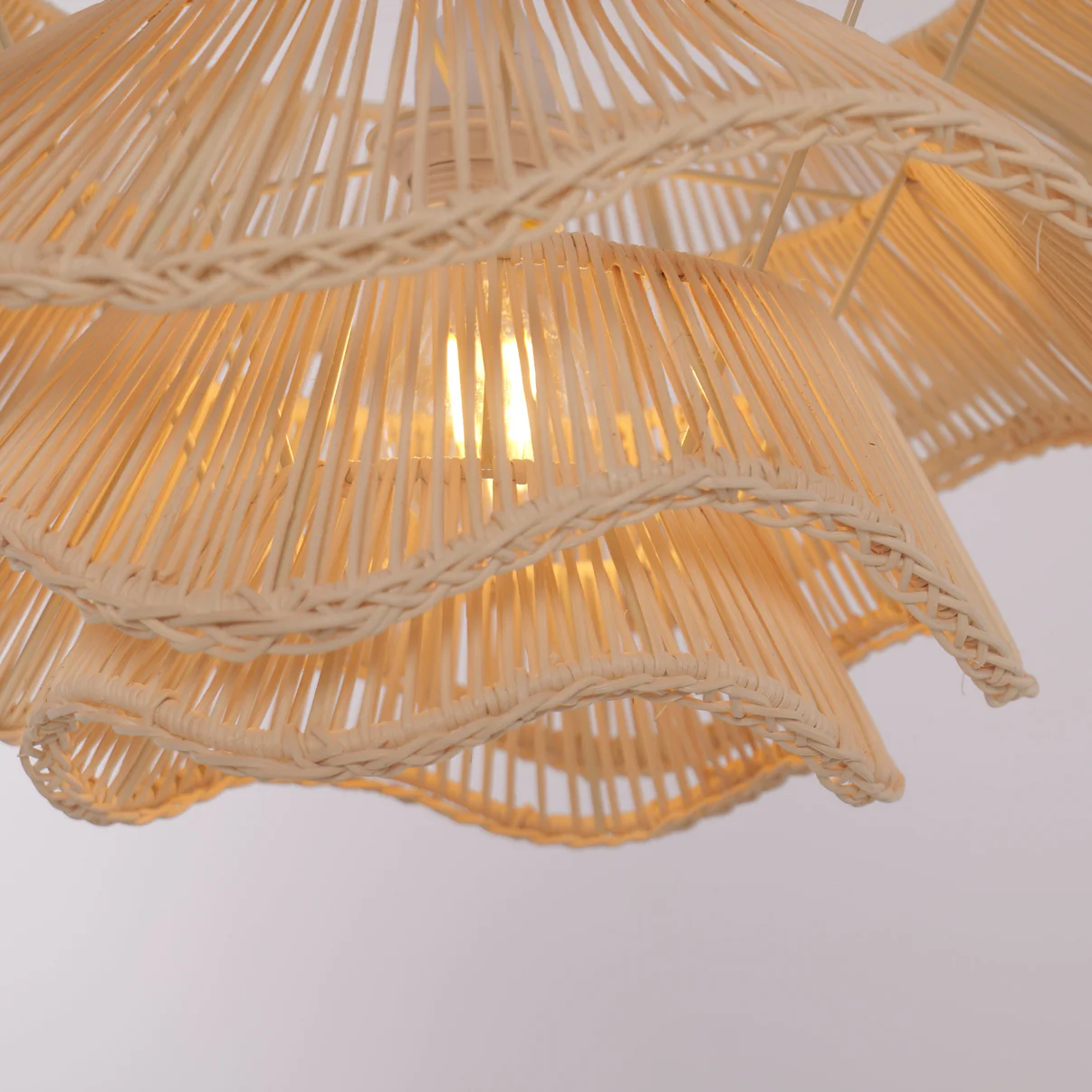 Luxury Layered Rattan Pendant Light Wave Design Designer Hanging Lamp