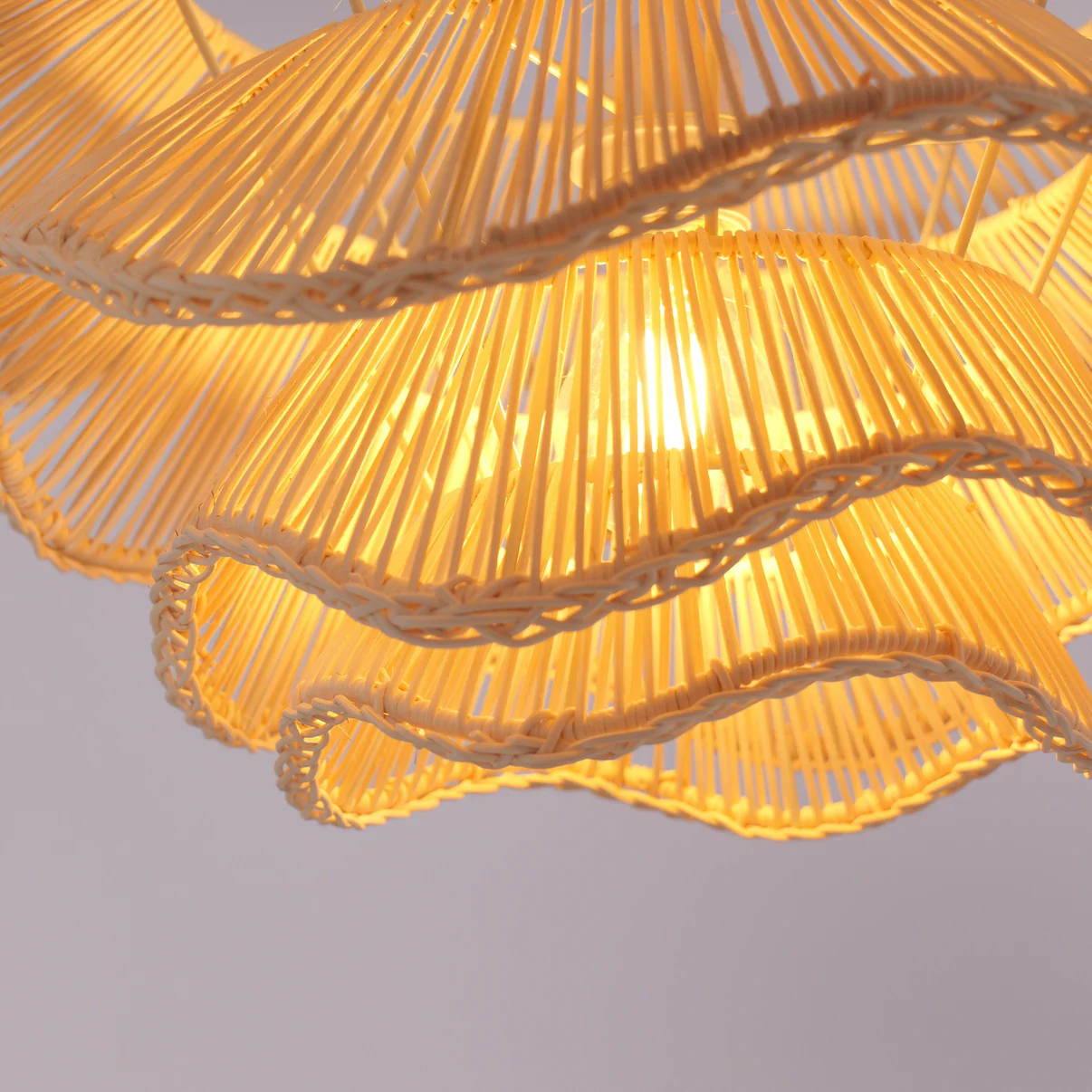 Luxury Layered Rattan Pendant Light Wave Design Designer Hanging Lamp