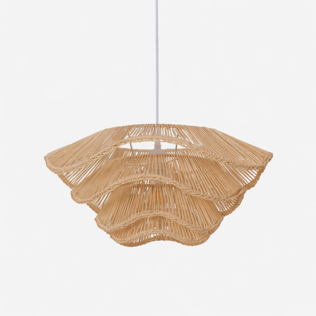 Luxury Layered Rattan Pendant Light Wave Design Designer Hanging Lamp