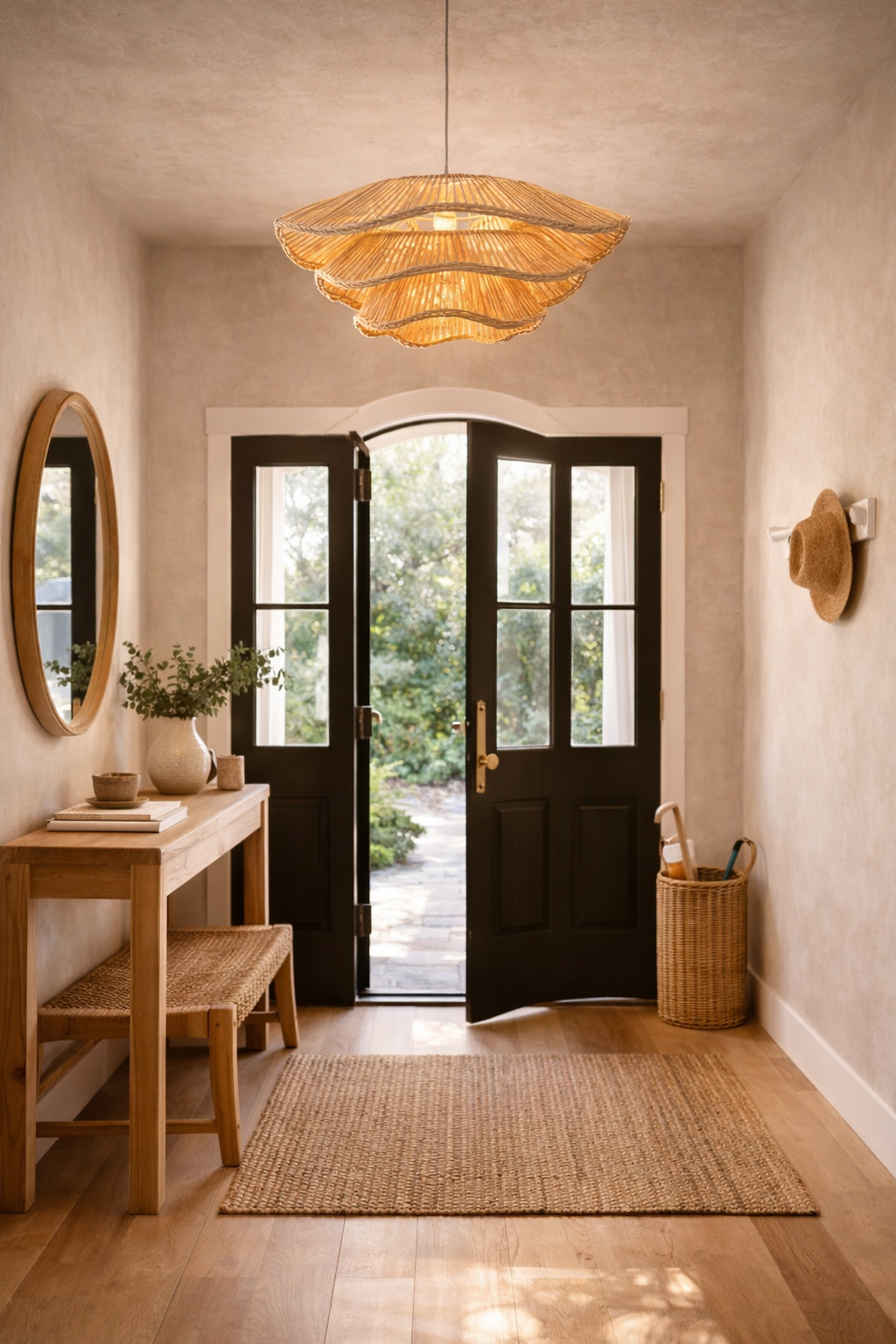Luxury Layered Rattan Pendant Light Wave Design Designer Hanging Lamp