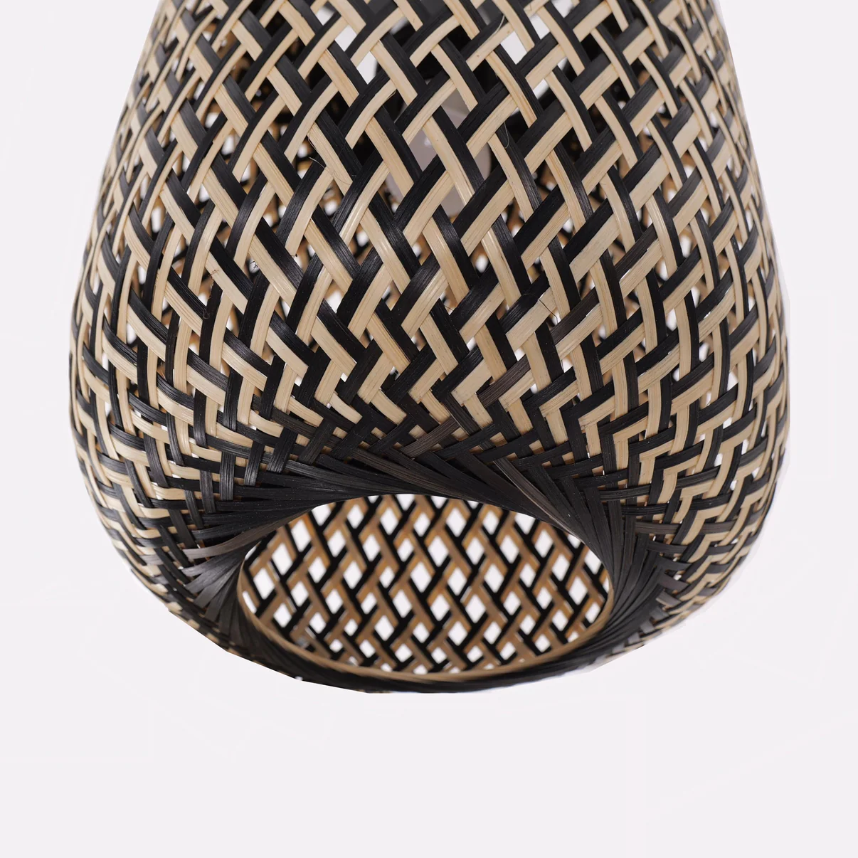 Modern Bamboo Pendant Light Set 3 Lights Woven Hanging Ceiling Lamp
