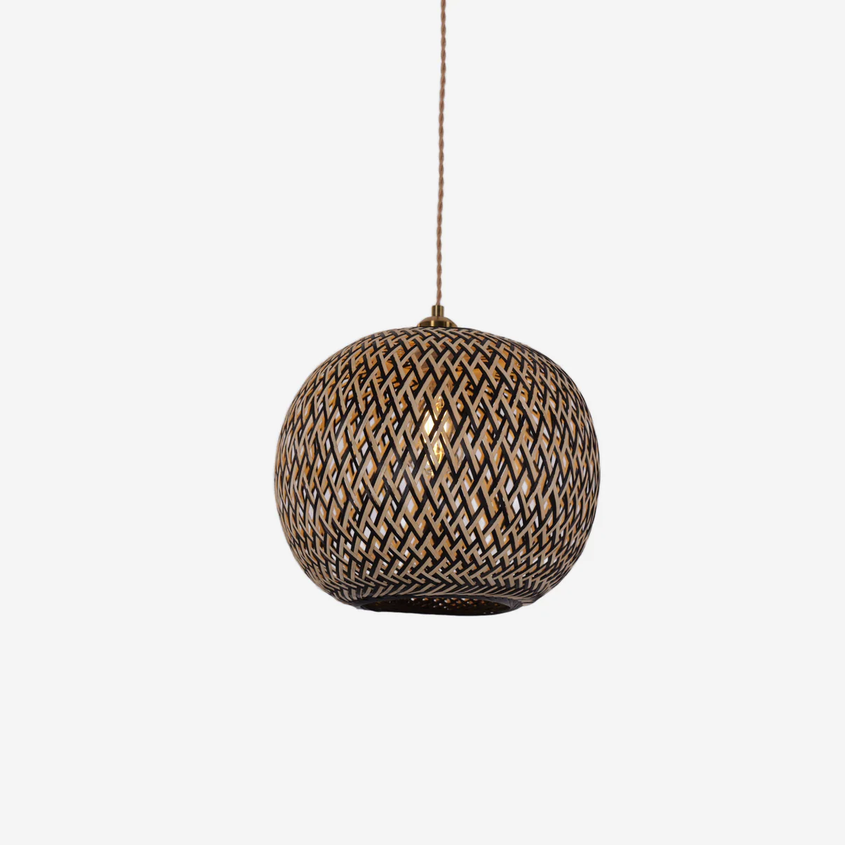 Round Bamboo Woven Pendant Light Natural Hanging Ceiling Lamp