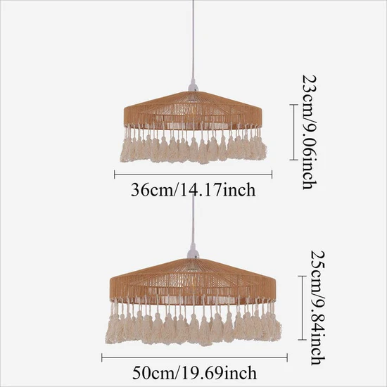 Tassel Breeze Woven Pendant Light Handcrafted Paper Rope Boho Ceiling Lamp