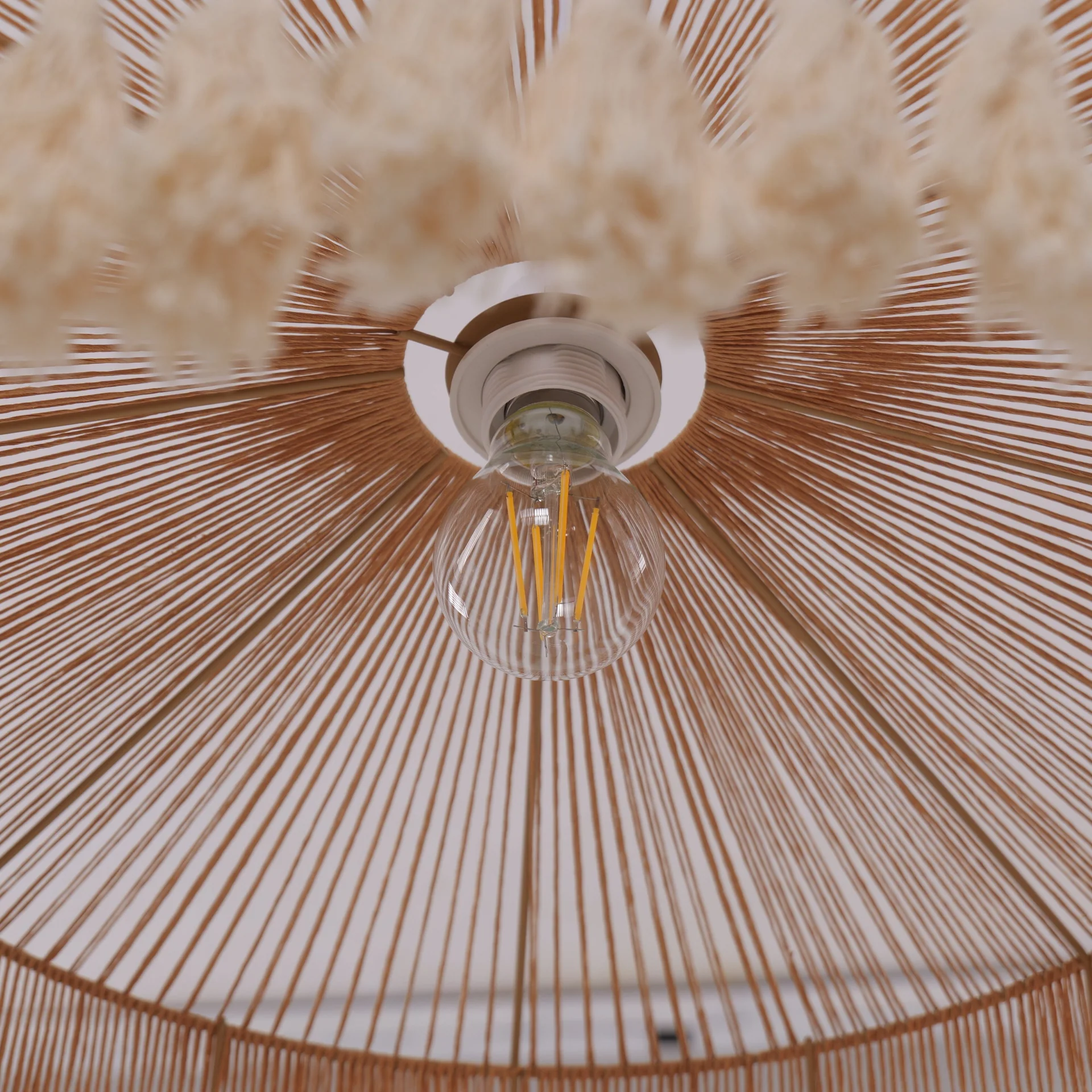 Tassel Breeze Woven Pendant Light Handcrafted Paper Rope Boho Ceiling Lamp