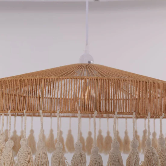 Tassel Breeze Woven Pendant Light Handcrafted Paper Rope Boho Ceiling Lamp