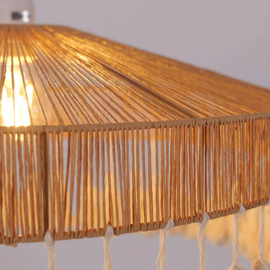 Tassel Breeze Woven Pendant Light Handcrafted Paper Rope Boho Ceiling Lamp