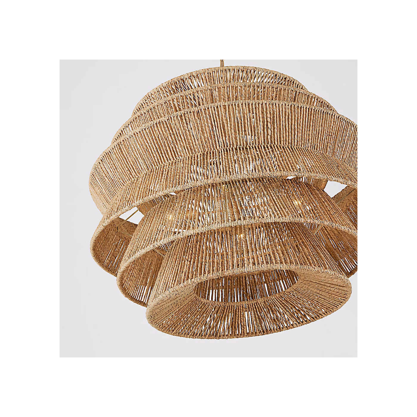 Modern Multi-Tier Handwoven Natural Rattan Pendant Light Boho Hanging Chandelier for Hotel Restaurant Resort Villa