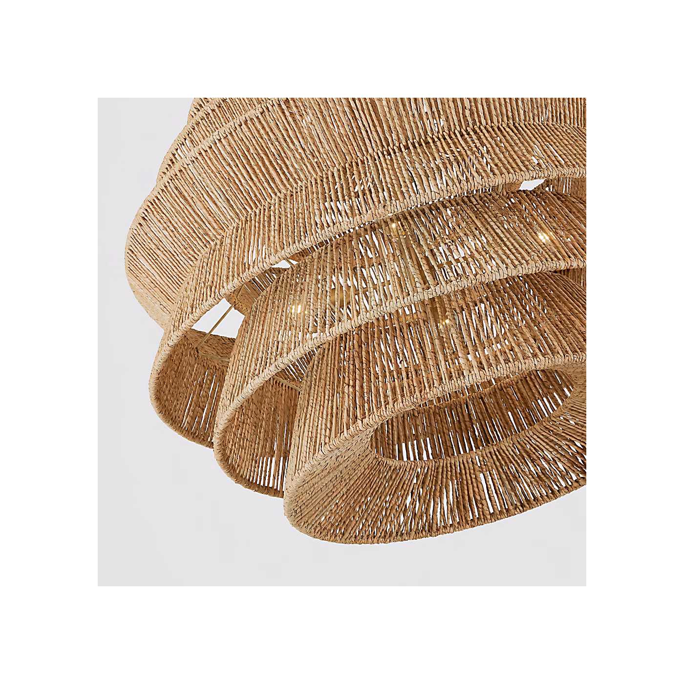Modern Multi-Tier Handwoven Natural Rattan Pendant Light Boho Hanging Chandelier for Hotel Restaurant Resort Villa