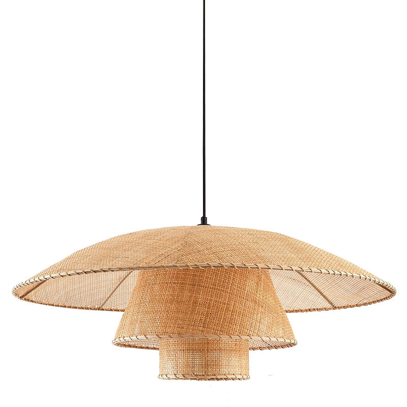 Wabi-Sabi Handwoven Rattan Pendant Lamp 80cm Rustic Boho Ceiling Light