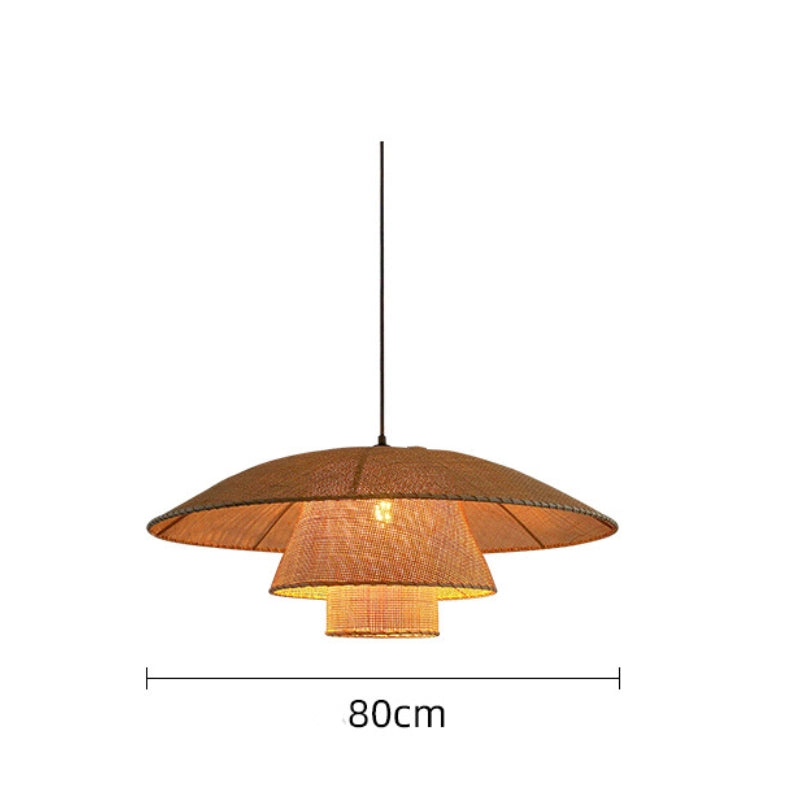 Wabi-Sabi Handwoven Rattan Pendant Lamp 80cm Rustic Boho Ceiling Light