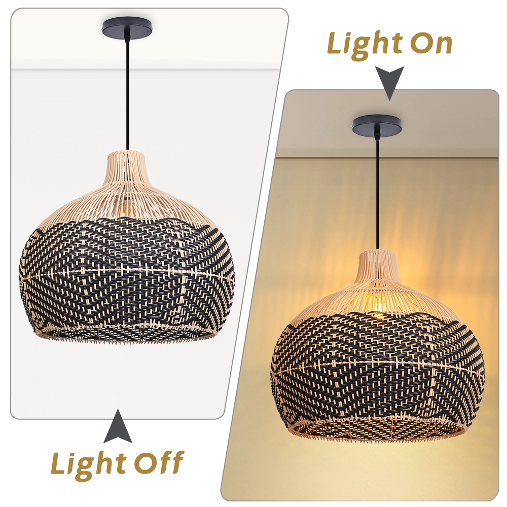 Wabi-Sabi Handwoven Rattan Pendant Light – Contemporary Boho Hanging Ceiling Lamp for Hospitality & Interior Projects