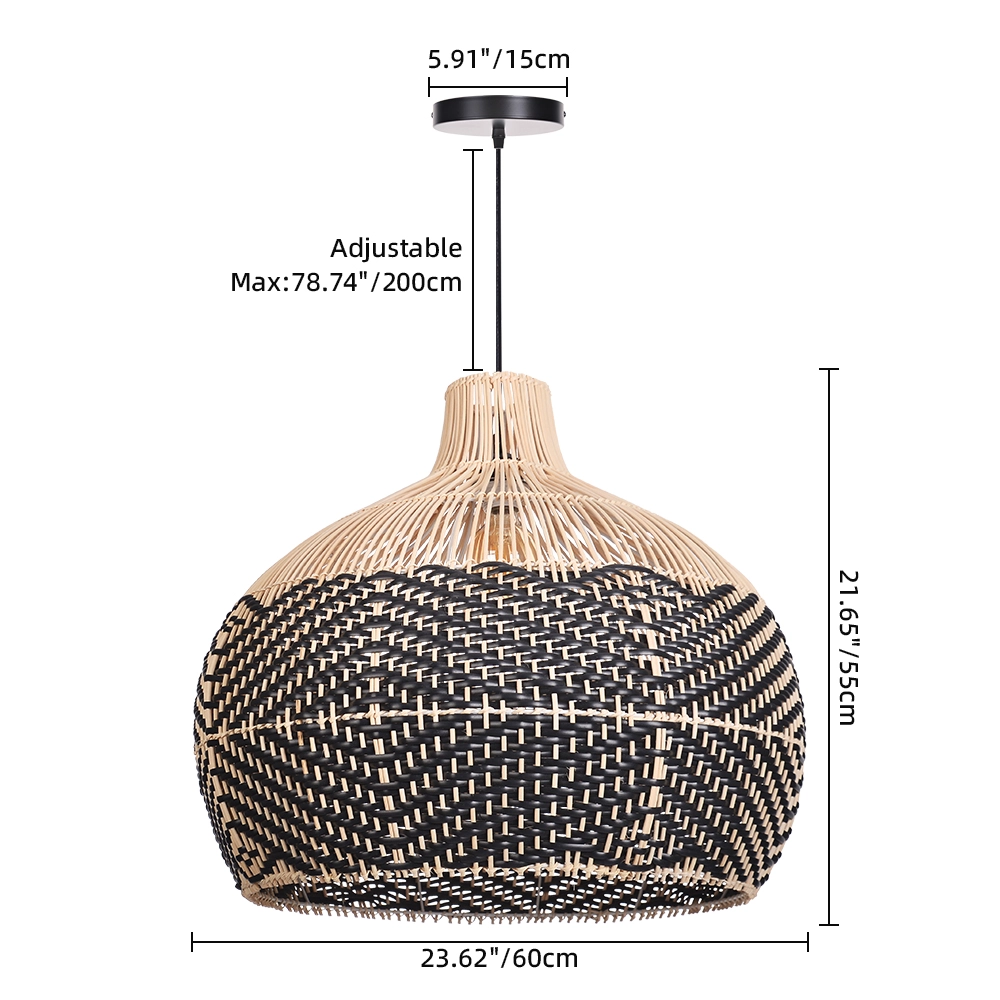 Wabi-Sabi Handwoven Rattan Pendant Light – Contemporary Boho Hanging Ceiling Lamp for Hospitality & Interior Projects