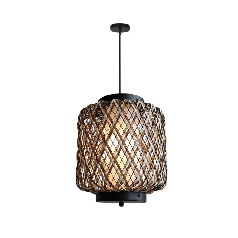 Handwoven Bamboo Rattan Pendant Lamp Modern Rustic Hanging Ceiling Light for Hospitality Projects