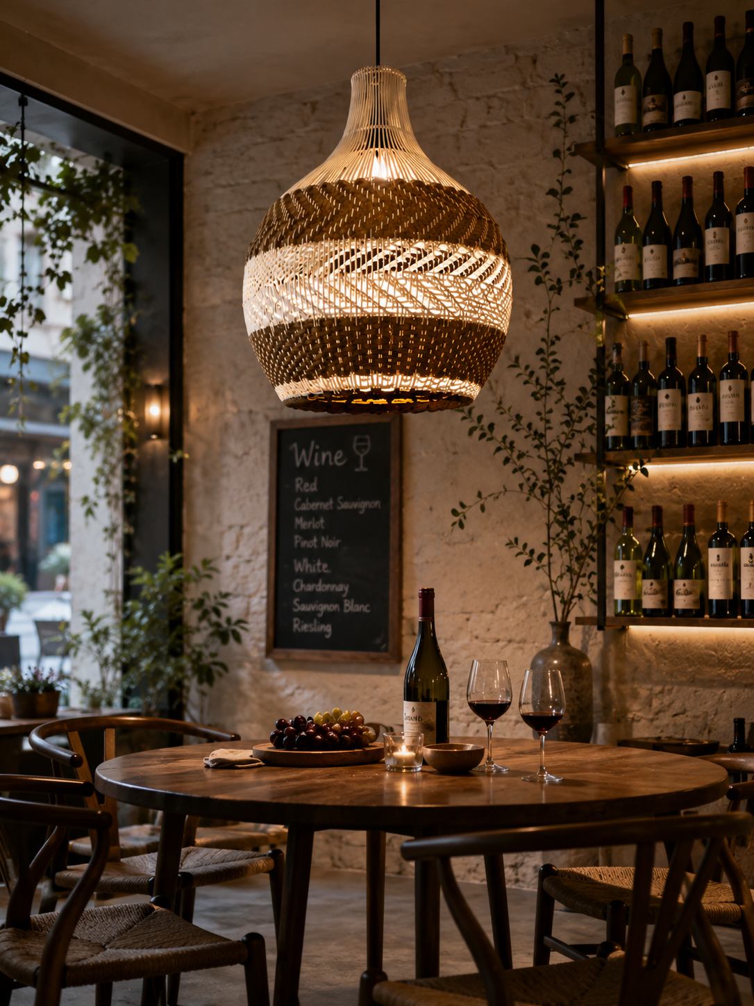 Handwoven Two-Tone Rattan Pendant Light – Modern Organic Hanging Lamp for Hospitality & Interior Design Projects