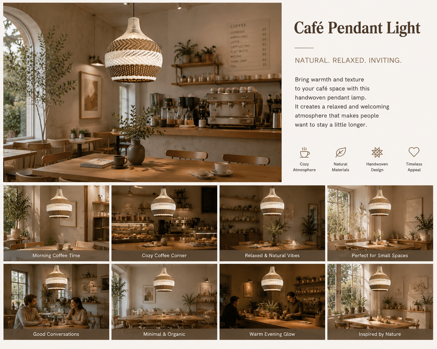 Handwoven Two-Tone Rattan Pendant Light – Modern Organic Hanging Lamp for Hospitality & Interior Design Projects