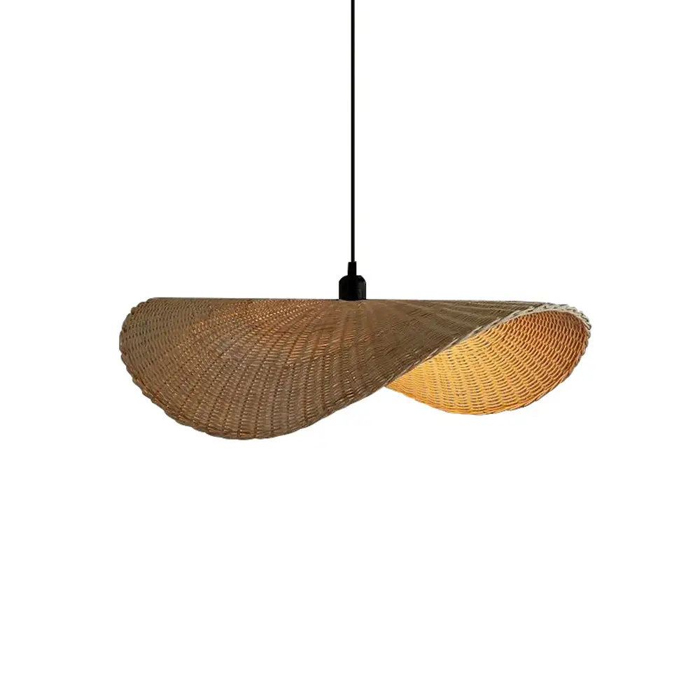 Contemporary Handwoven Rattan Wave Pendant Light for Hospitality, Restaurant & Interior Design Projects