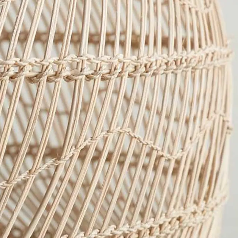 Handwoven Dome Rattan Pendant Light with Rope Suspension for Hospitality, Resort & Commercial Interior Projects