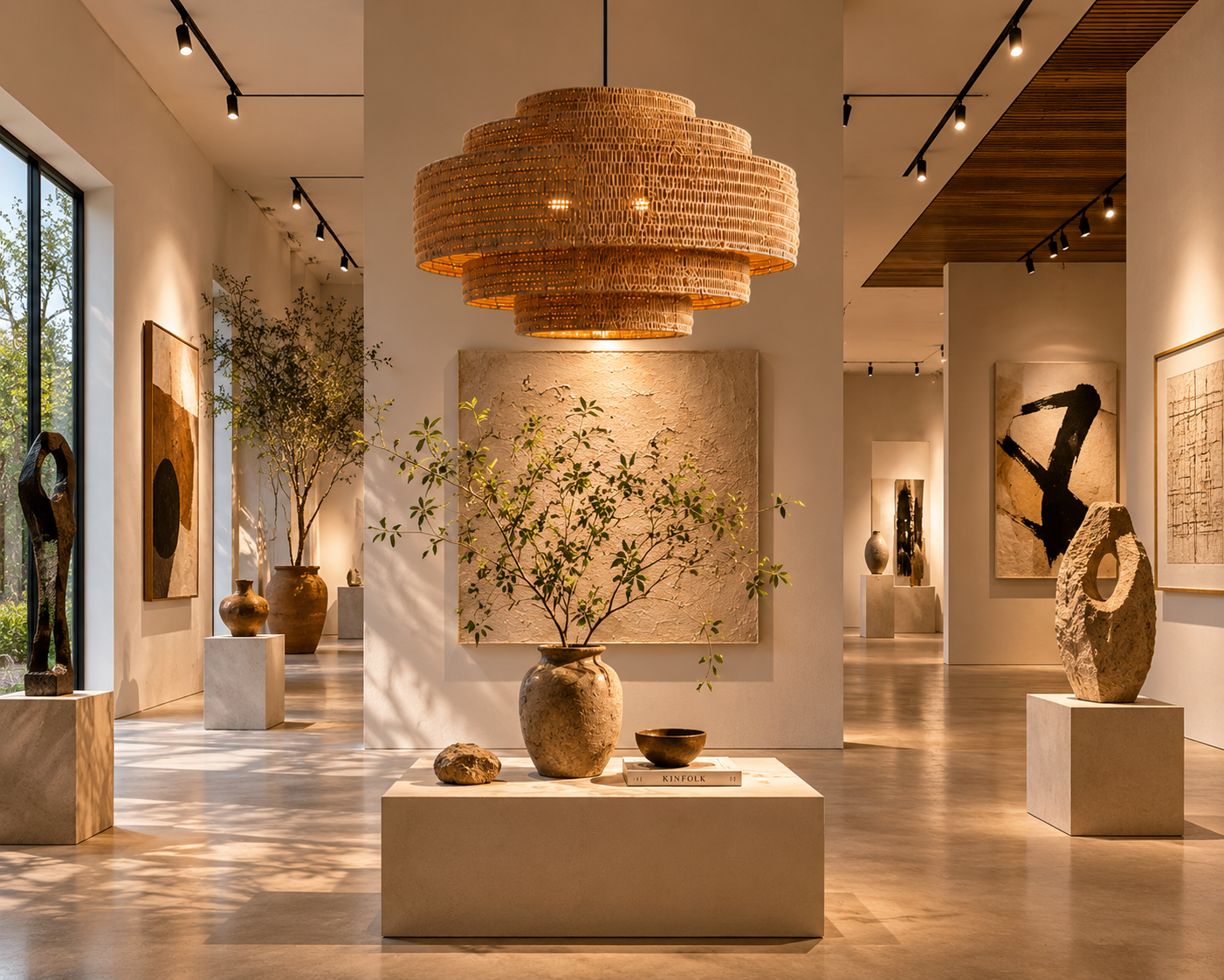 Handwoven Natural Rattan Layered Pendant Light 60cm | Organic Modern Wabi-Sabi Hanging Lamp