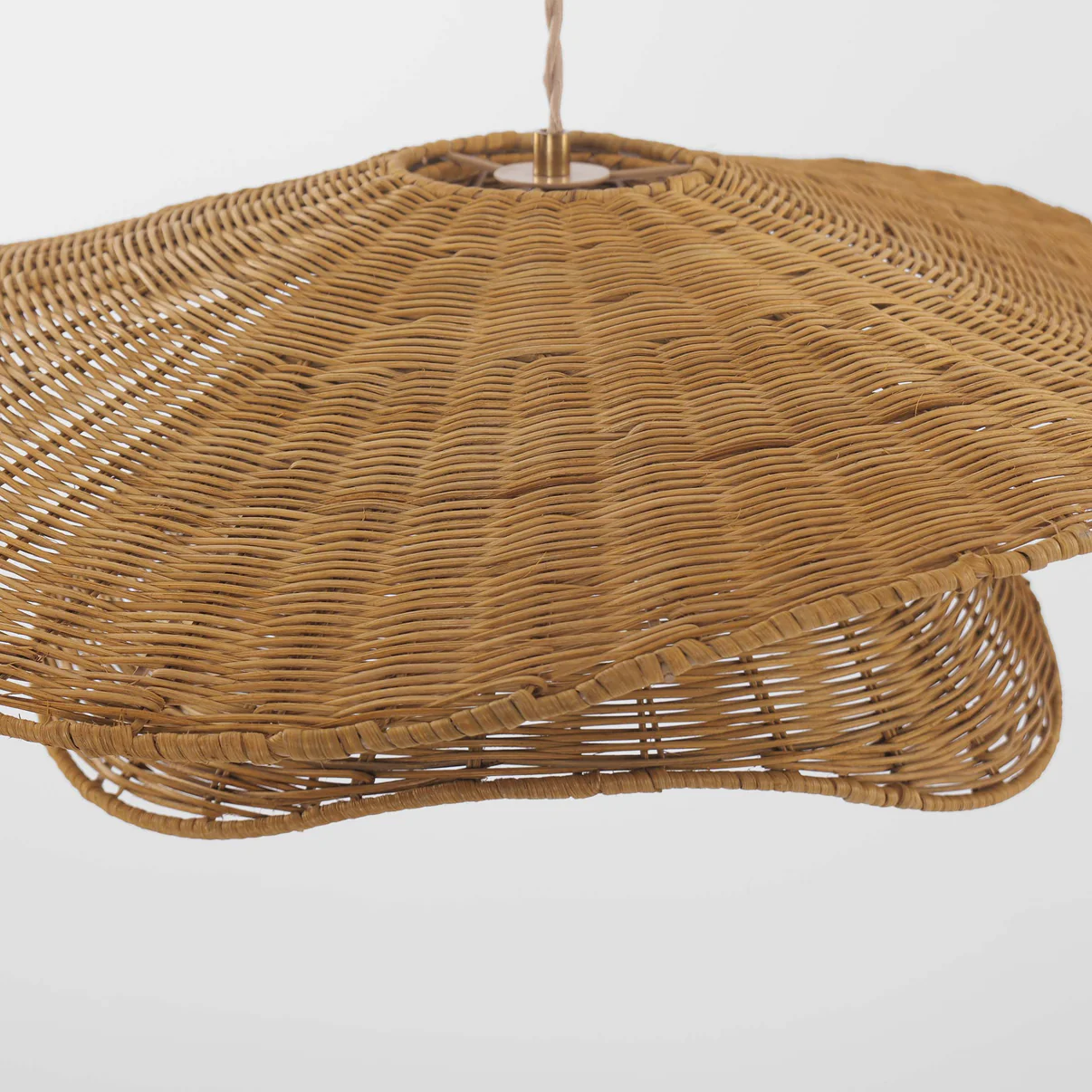 Creative Layered Rattan Pendant Light Artistic Wave Shape Hanging Lamp
