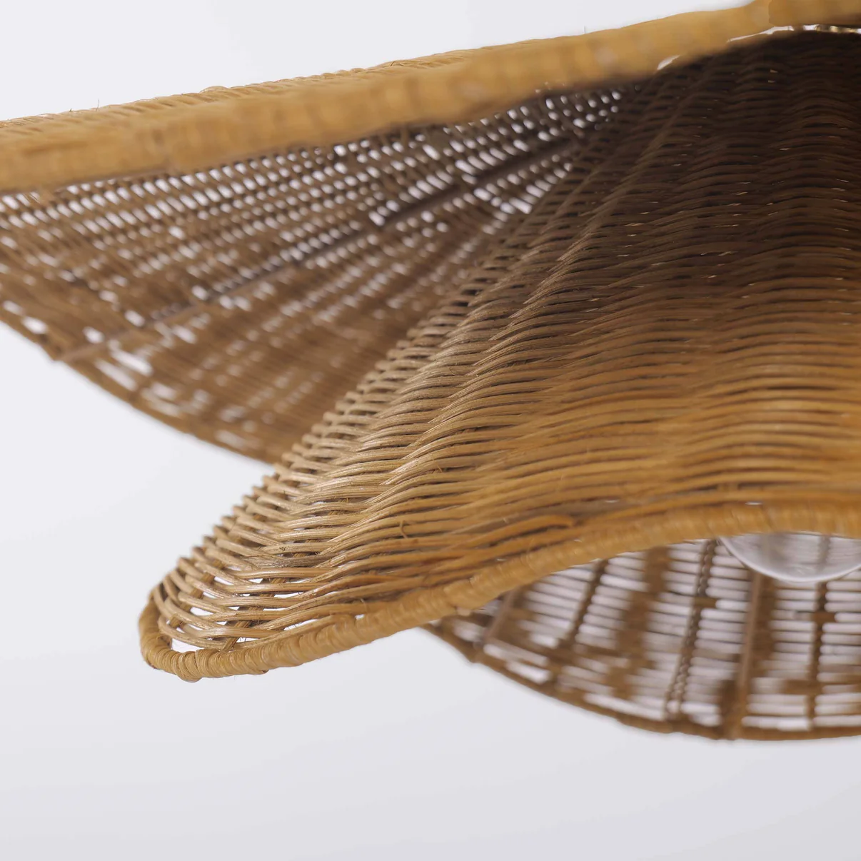 Creative Layered Rattan Pendant Light Artistic Wave Shape Hanging Lamp