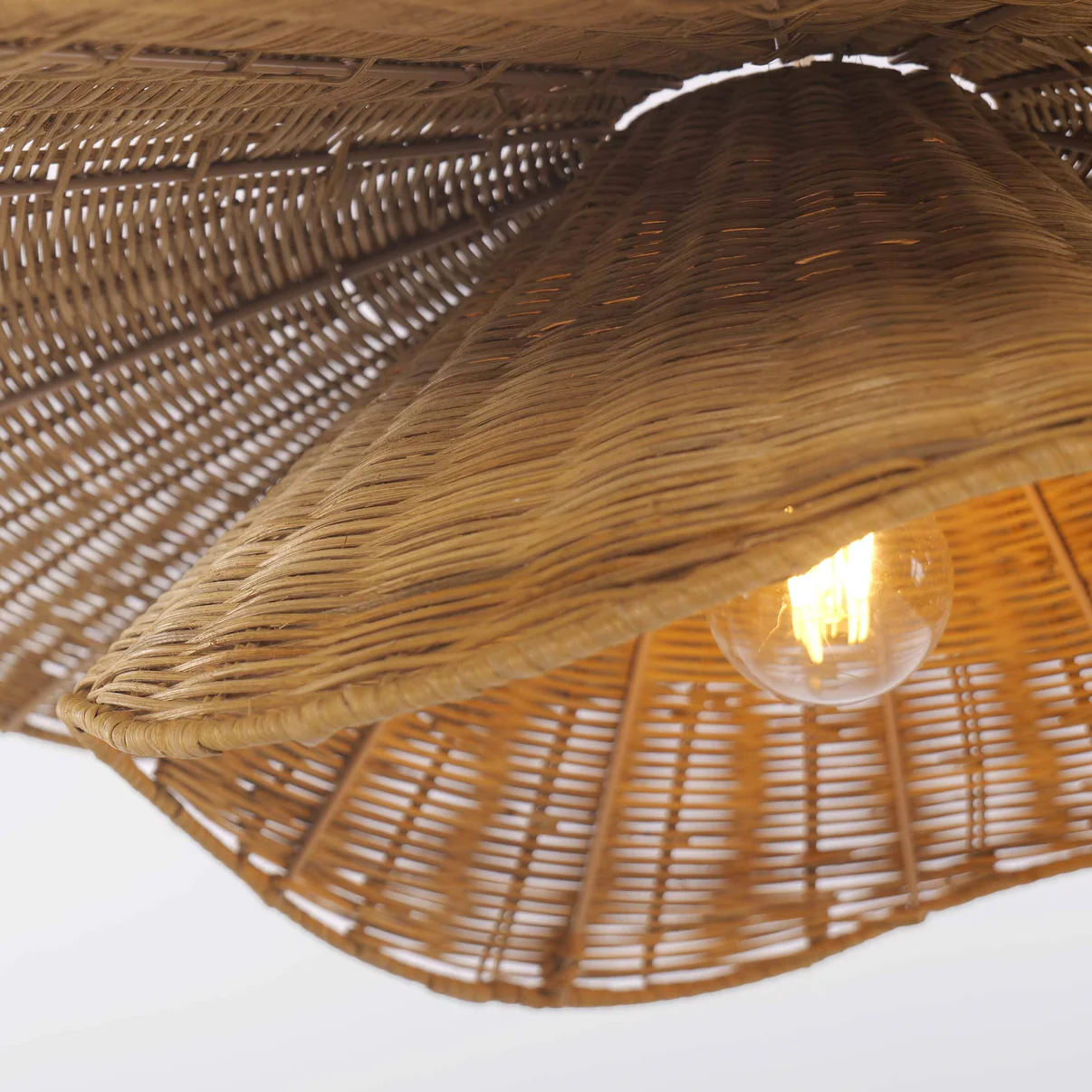 Creative Layered Rattan Pendant Light Artistic Wave Shape Hanging Lamp