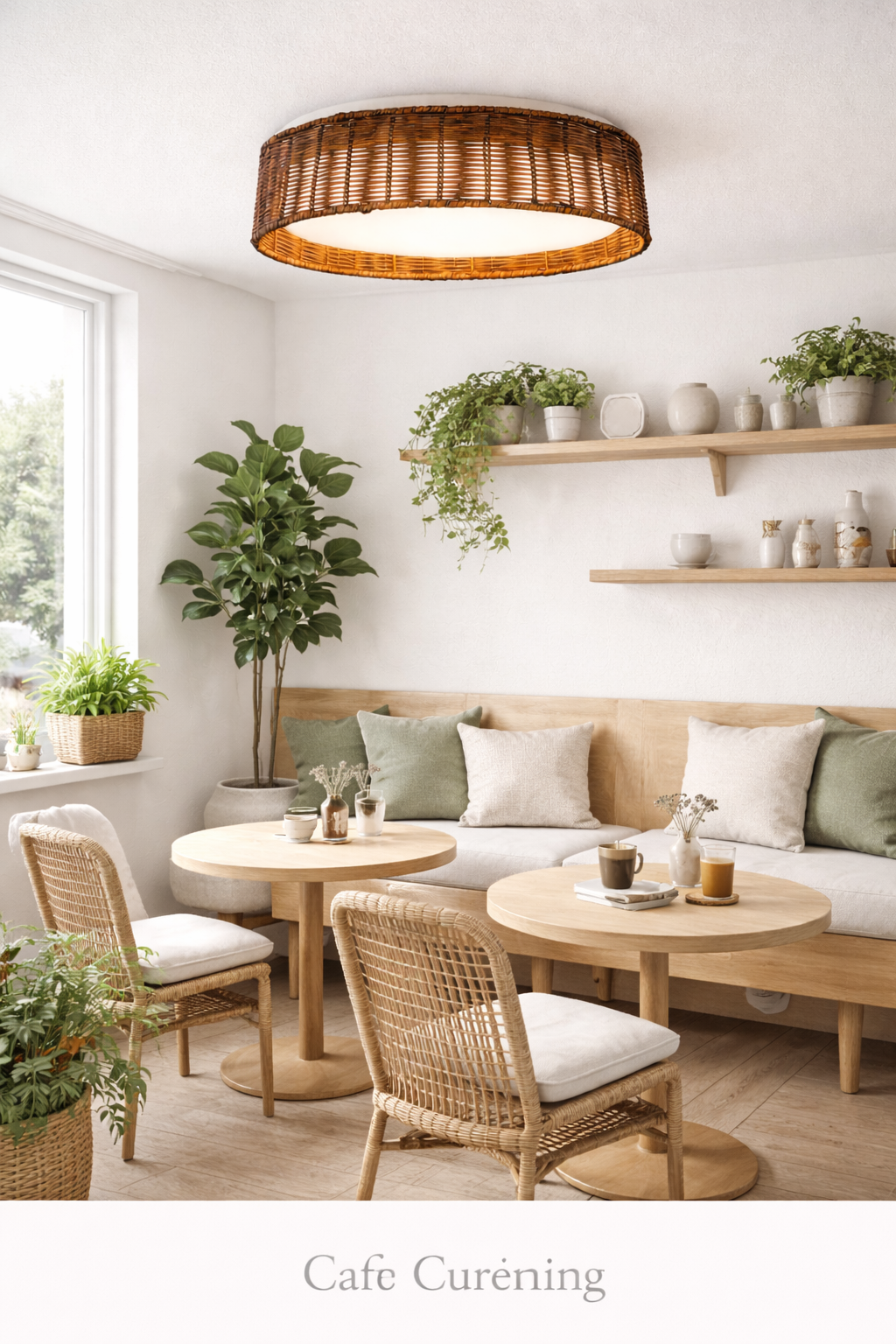 Natural Rattan Flush Mount Ceiling Light Round Woven LED Ceiling Lamp Rustic Style