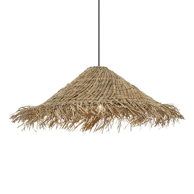Wabi-Sabi Handwoven Rattan Pendant Lamp Rustic Boho Ceiling Light 50CM