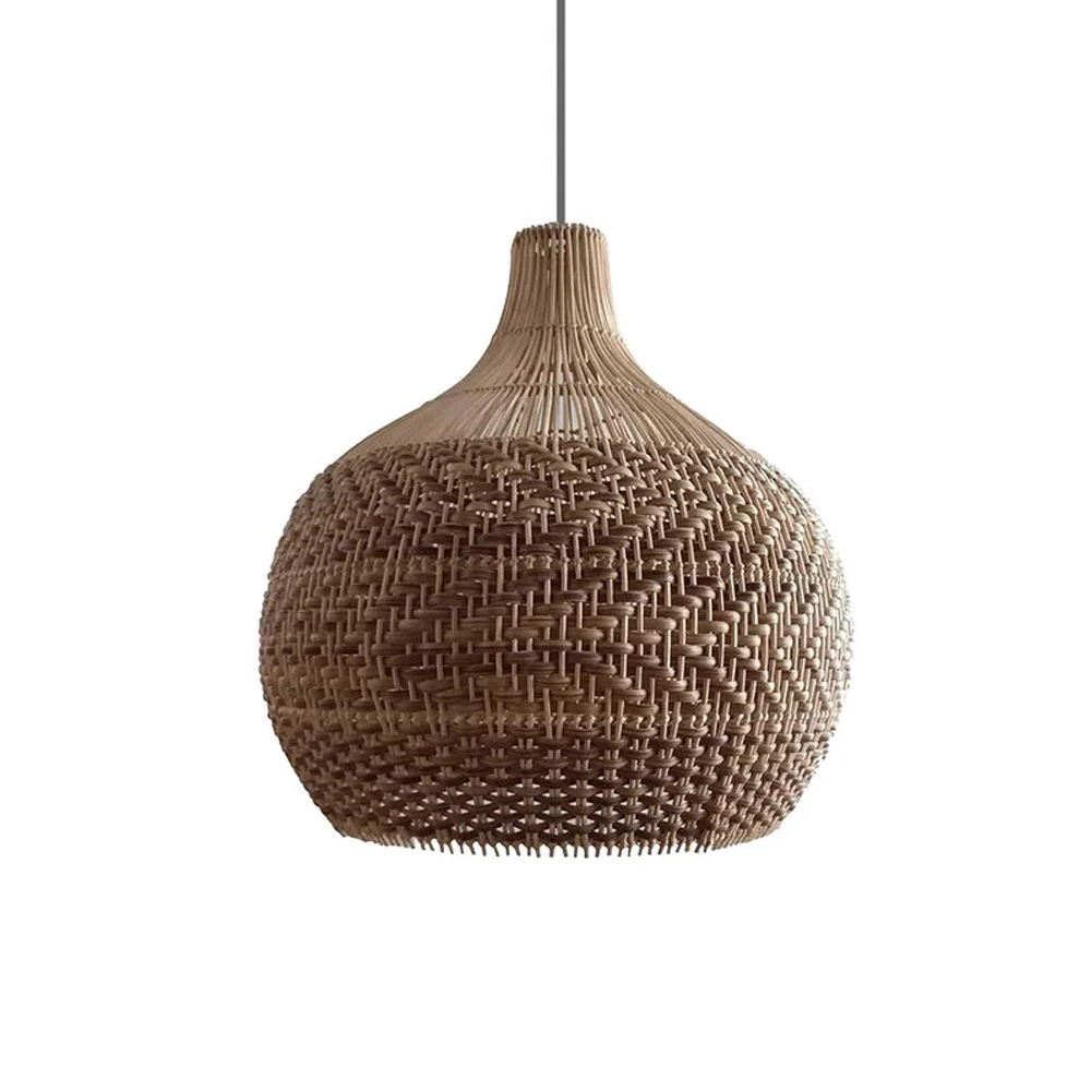 Handwoven Wabi-Sabi Rattan Pendant Lamp Modern Rustic Boho Hanging Light