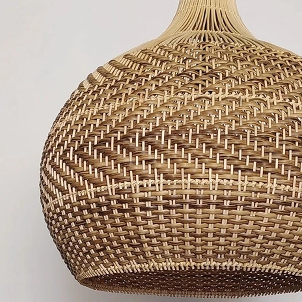 Handwoven Wabi-Sabi Rattan Pendant Lamp Modern Rustic Boho Hanging Light