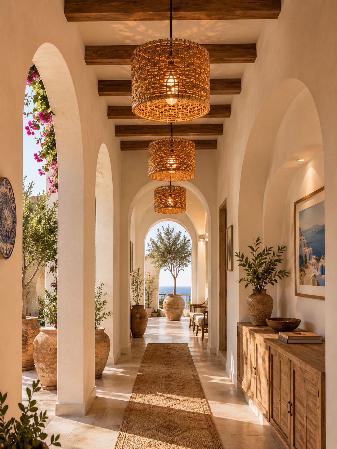 Large Woven Drum Pendant Light – Natural Rattan Ceiling Lamp for Hospitality & Interior Projects