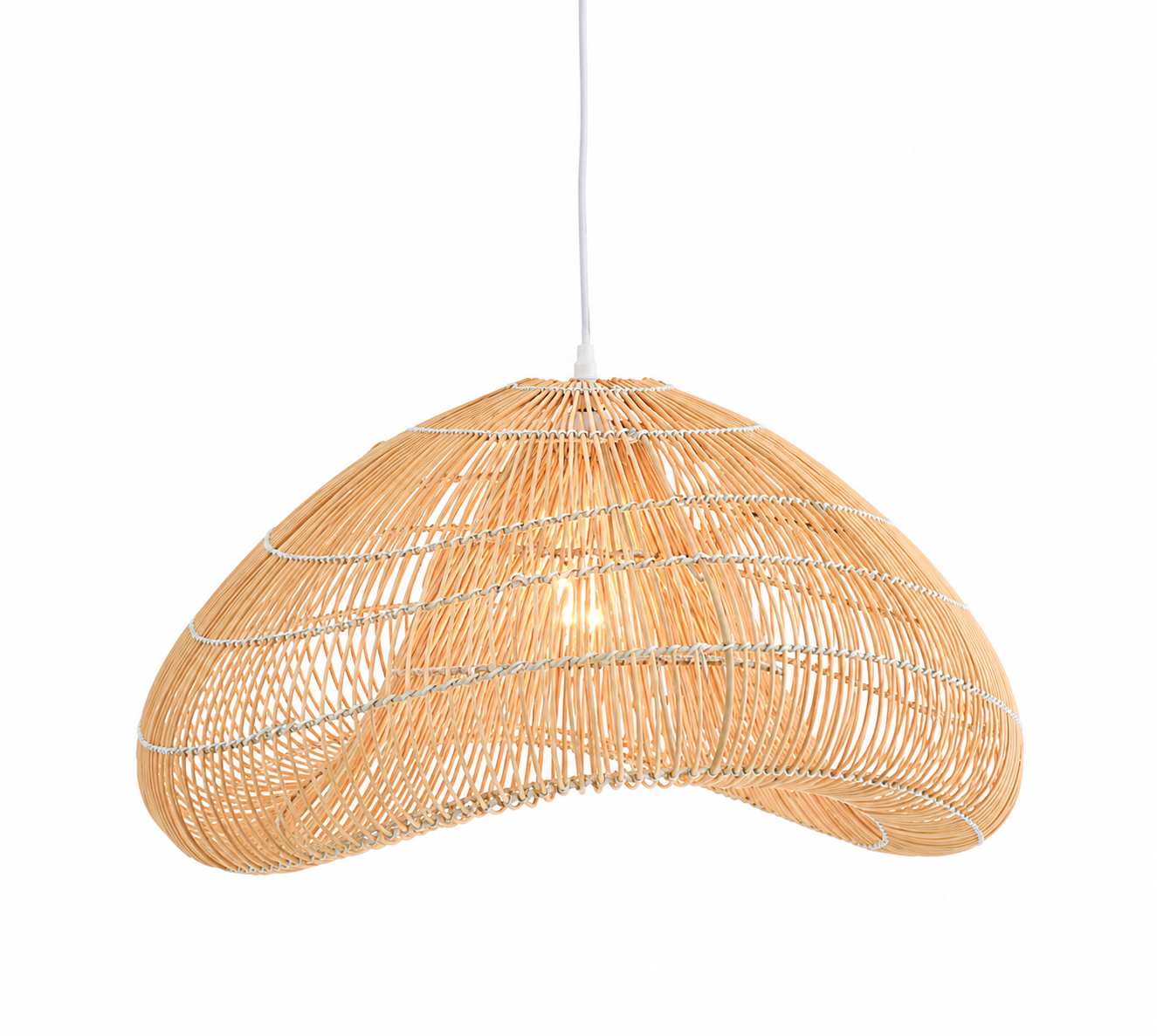 Modern Organic Woven Bamboo Pendant Light Handmade Natural Rattan Hanging Lamp for Hospitality Projects
