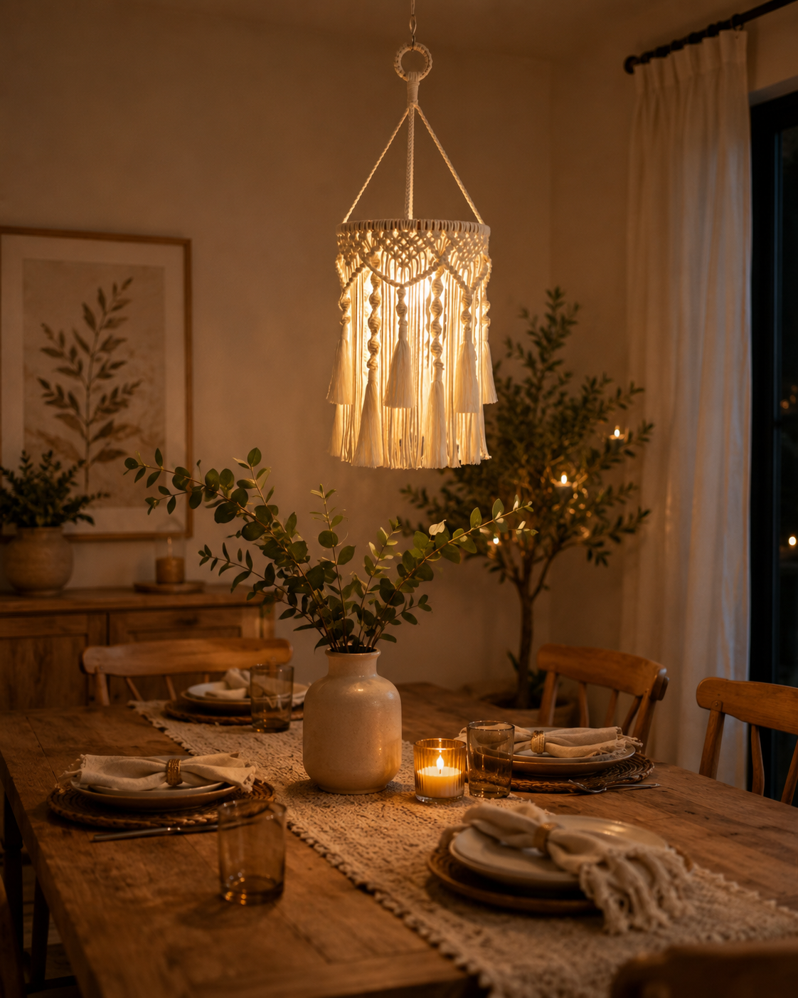 Handwoven Macrame Pendant Chandelier for Boutique Hospitality and Interior Design Projects