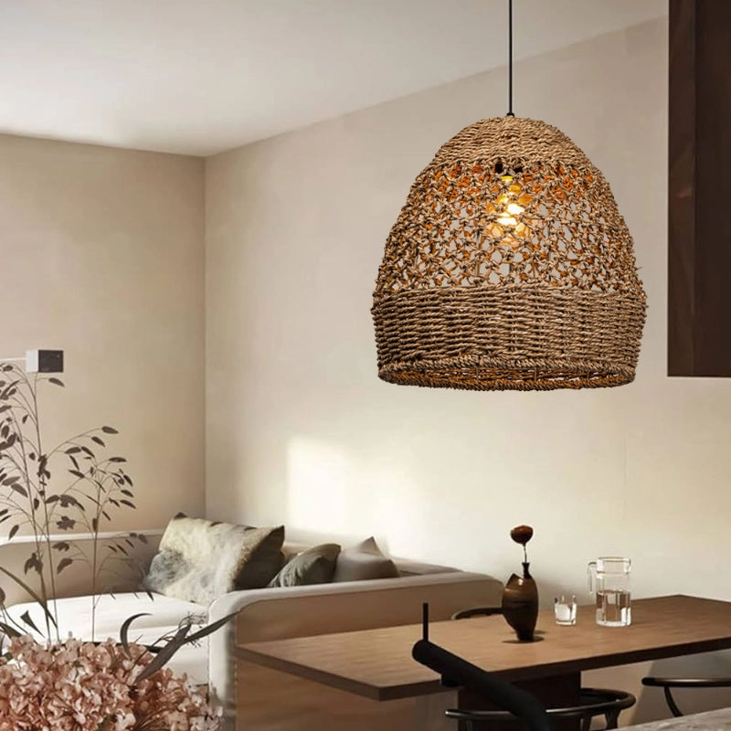 Handwoven Seagrass Pendant Lamp Rustic Natural Hanging Light for Hospitality & Interior Design Projects