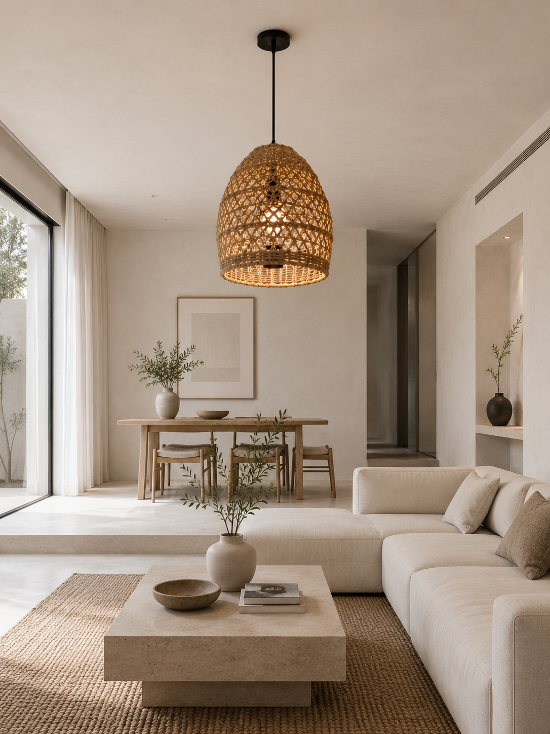 Handwoven Seagrass Pendant Lamp Rustic Natural Hanging Light for Hospitality & Interior Design Projects