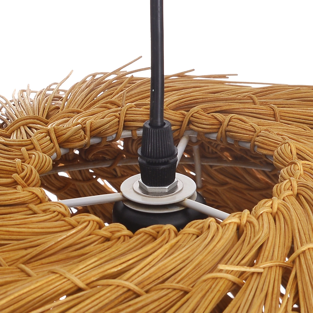 Handwoven Straw Dome Pendant Light – Rustic Boho Rattan Hanging Lamp for Hospitality & Interior Projects