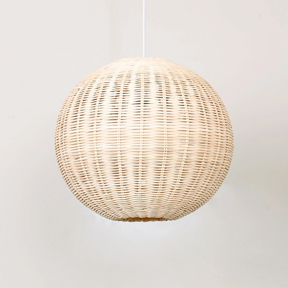Handwoven Globe Rattan Pendant Light – Scandinavian Organic Hanging Lamp for Hospitality & Interior Projects