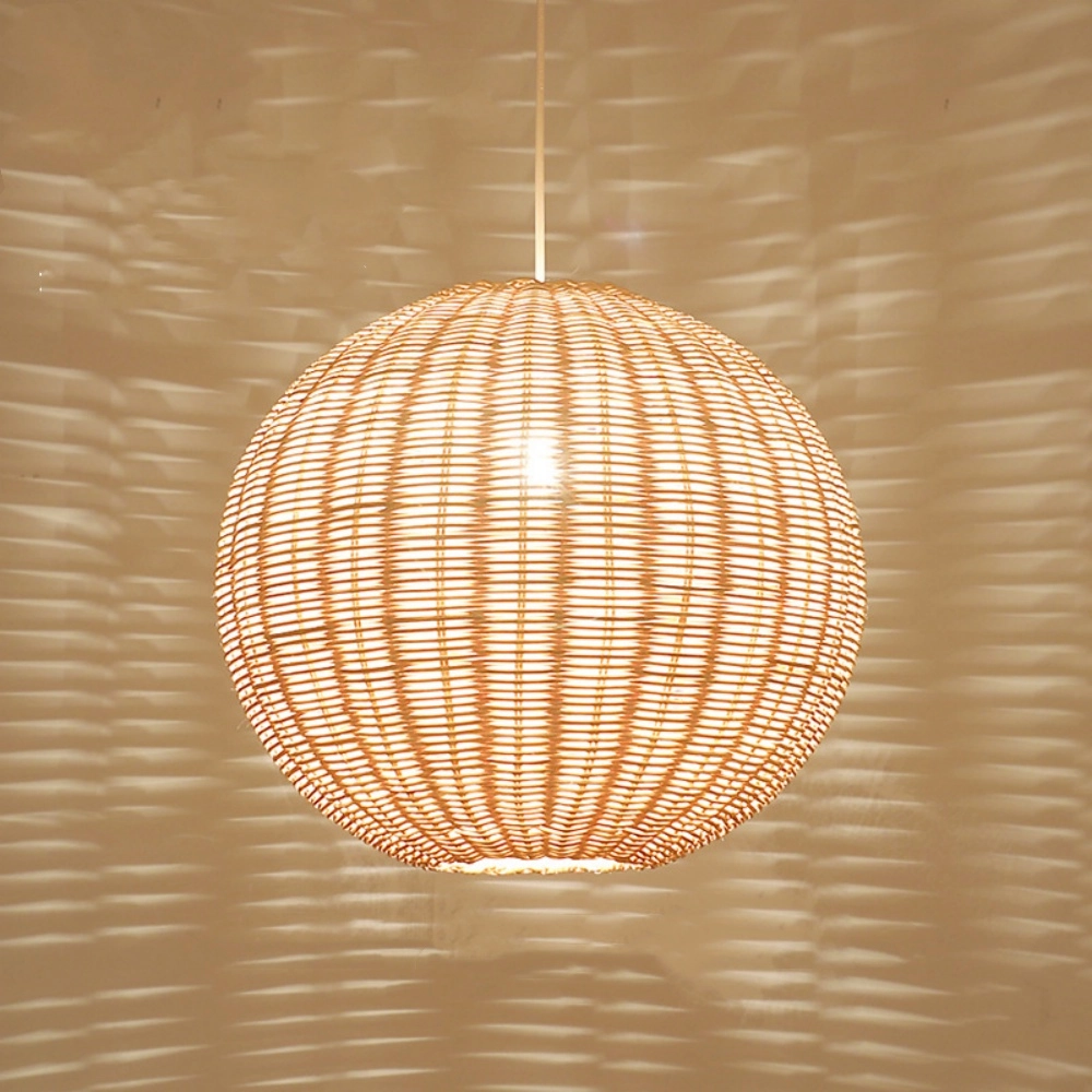 Handwoven Globe Rattan Pendant Light – Scandinavian Organic Hanging Lamp for Hospitality & Interior Projects
