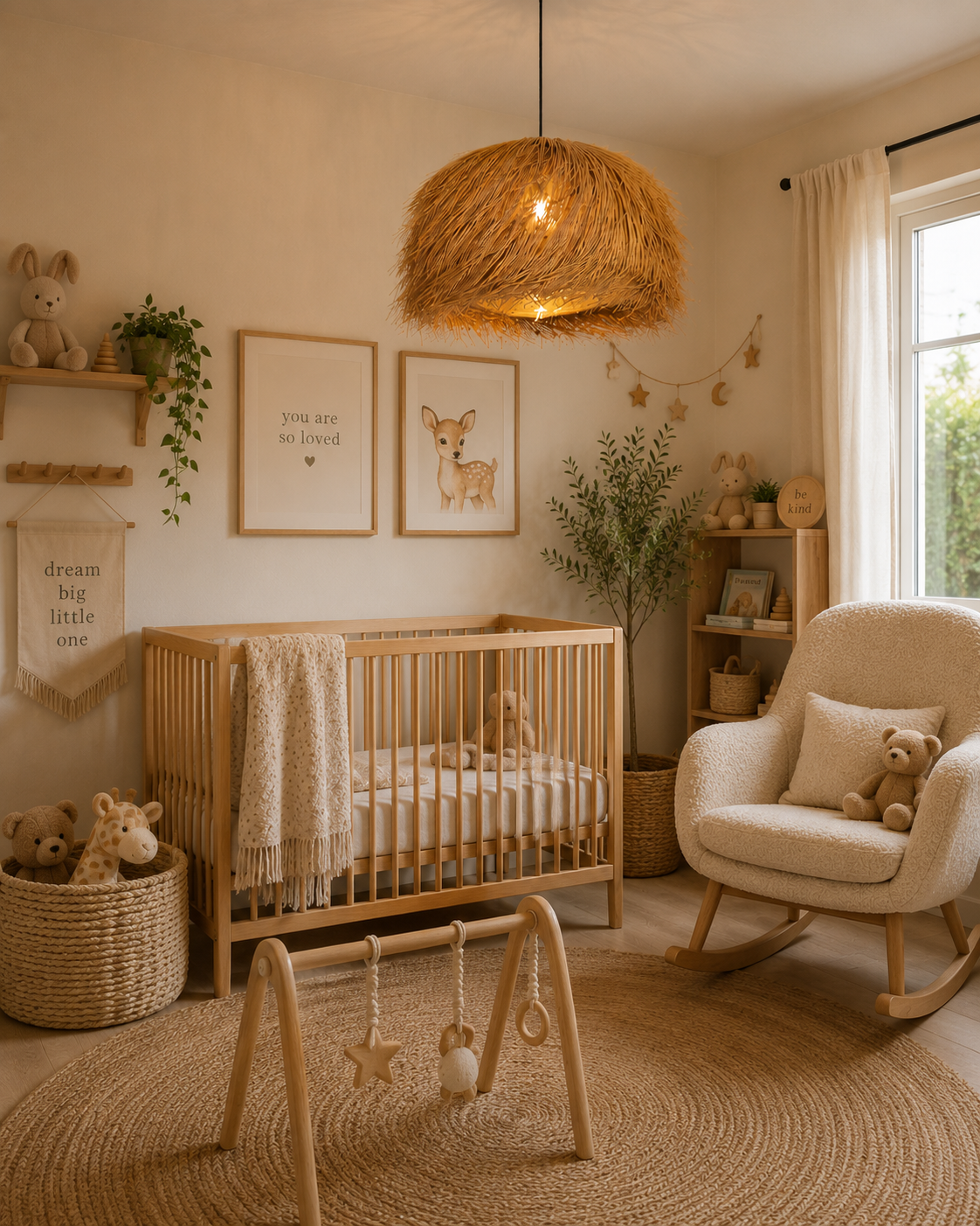 Handwoven Straw Dome Pendant Light – Rustic Boho Rattan Hanging Lamp for Hospitality & Interior Projects